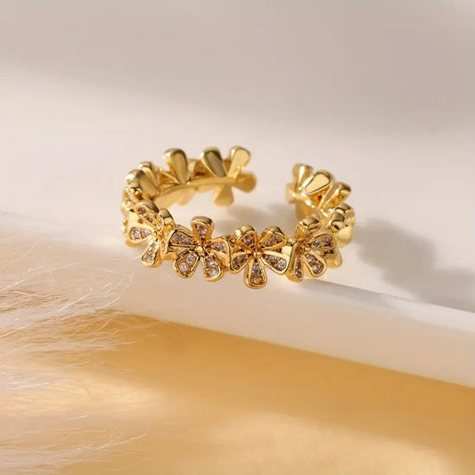 Shine Golden Flower Ring