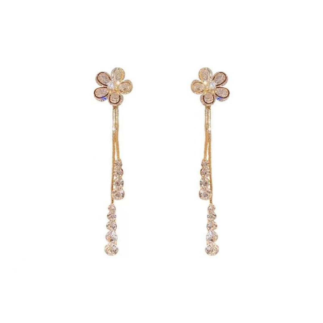 Crystal Flower long earrings
