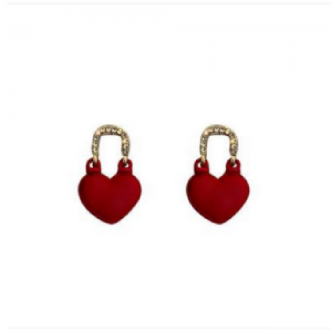 Red Heart Rhinestone Drop Earring