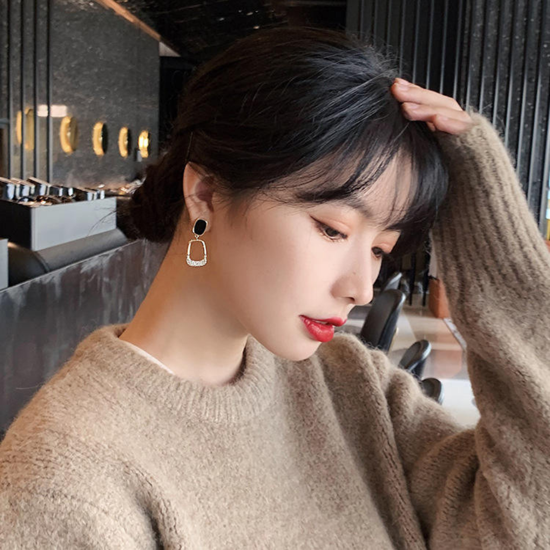 Crystal Black Drop Earring