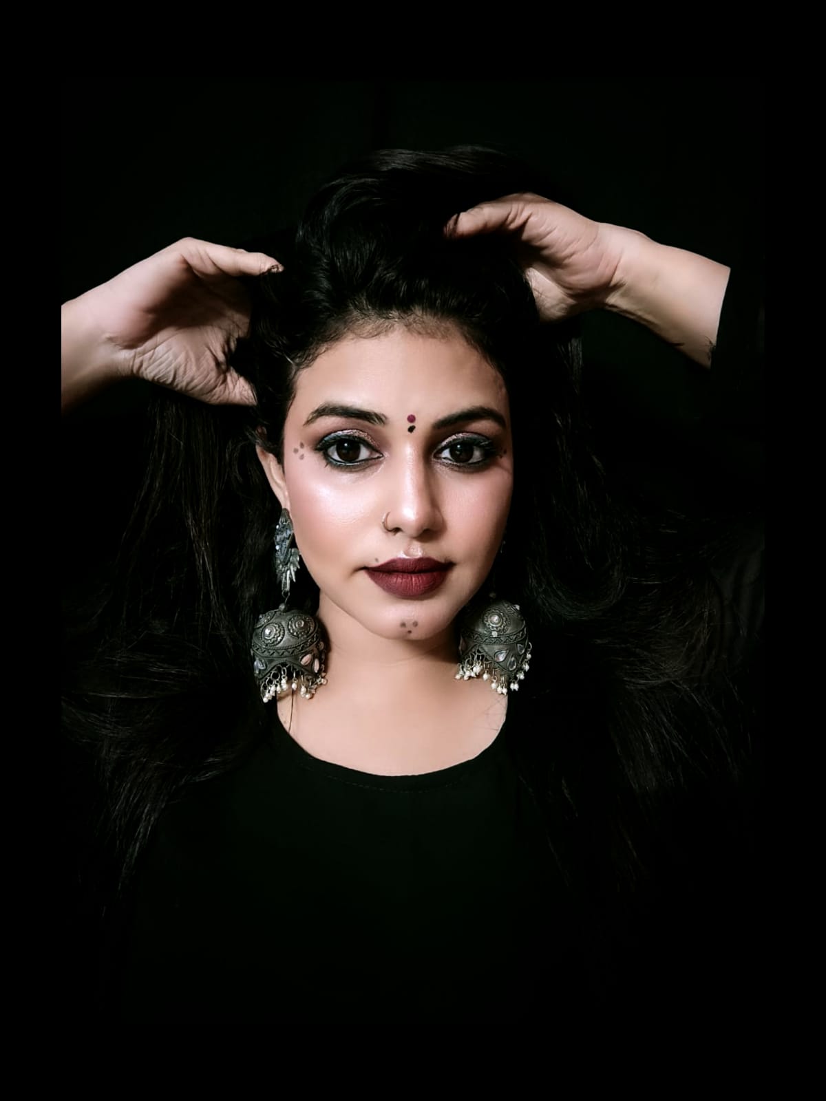Fashionable Oxidised silver jhumka
