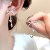 Amazing Silver Bow Heart Earrings