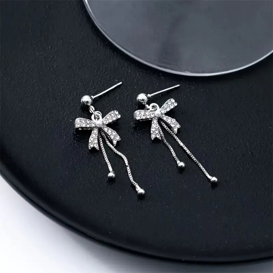 Silver Bow Ribbon Shape Earring