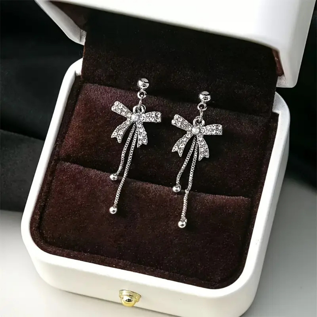 Silver Bow Ribbon Shape Earring