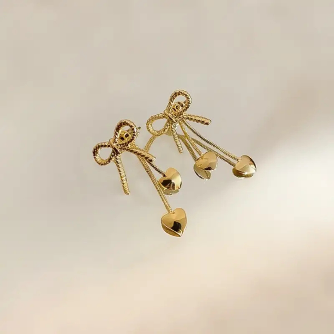 Anti Tarnish Bow Heart Earrings