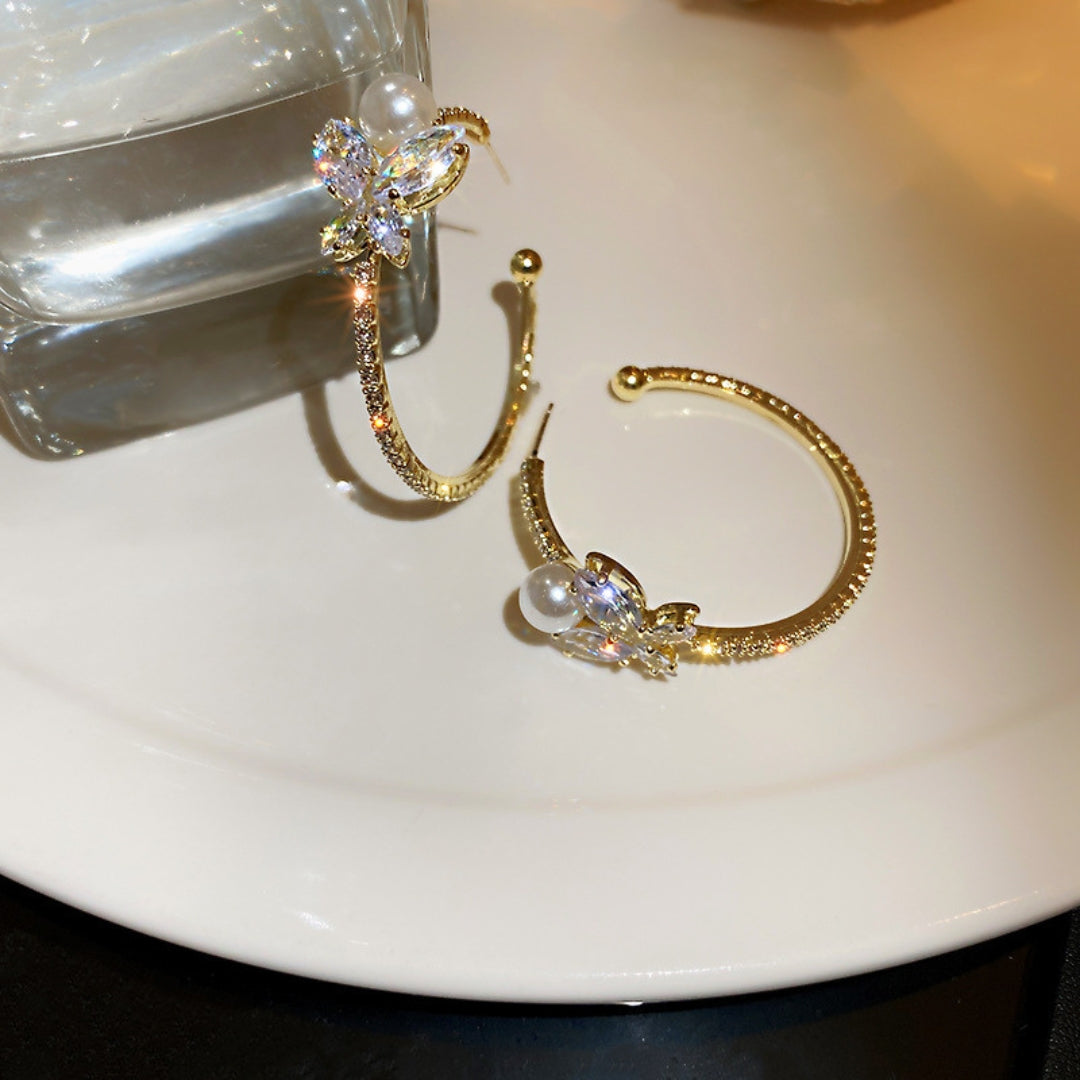 Pearls Butterfly Earrings