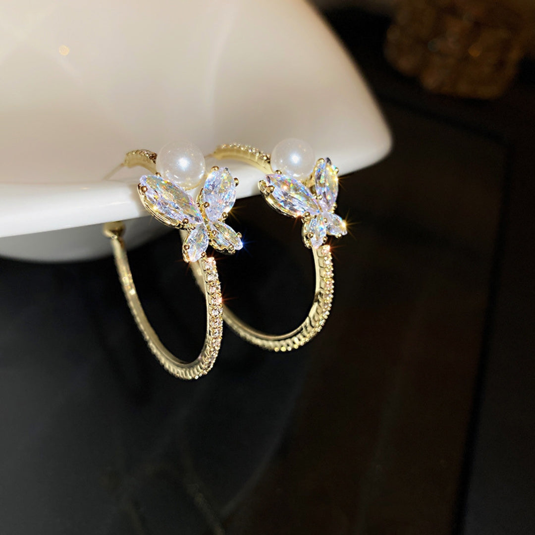 Pearls Butterfly Earrings