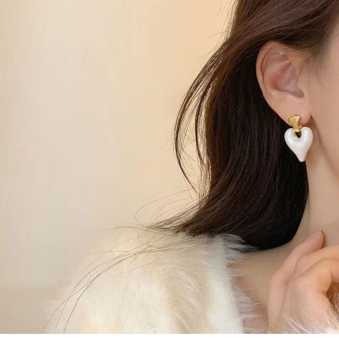 Stunning White Heart Earrings