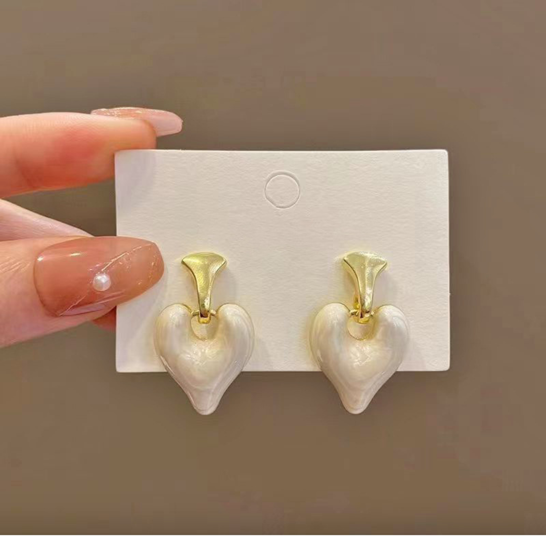Stunning White Heart Earrings