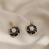 Black Pearl Rose Flower Earrings