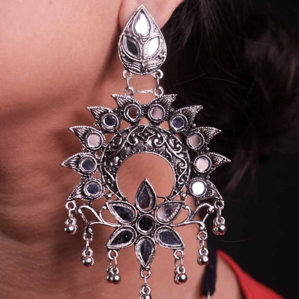 stylish mirror look earrings