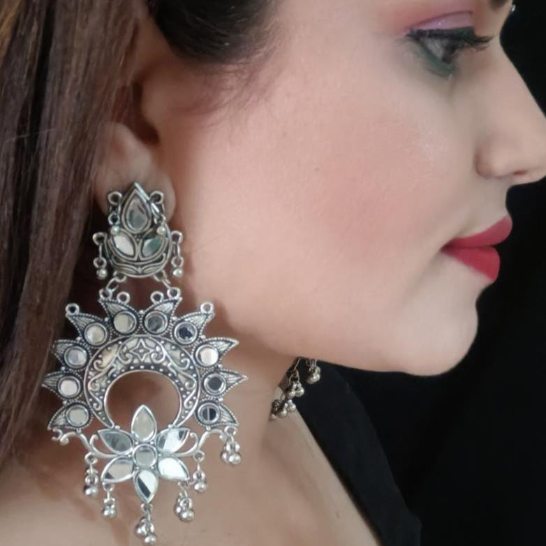 stylish mirror look earrings