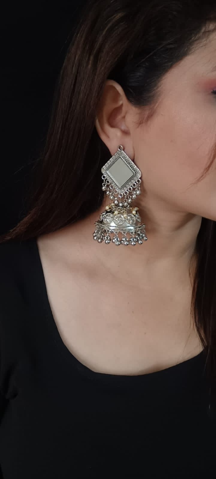 oxidized stylish jhumka earrings