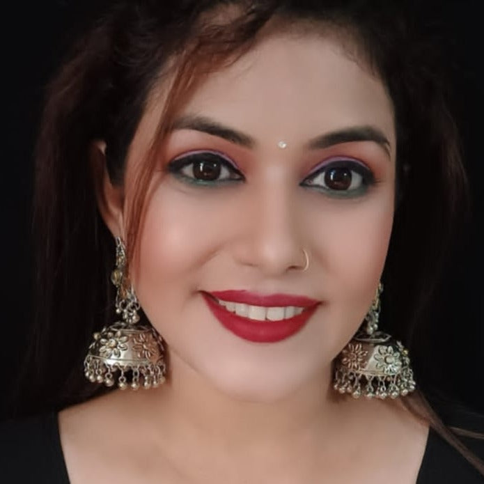 Fashionable oxidised jhumka earrings