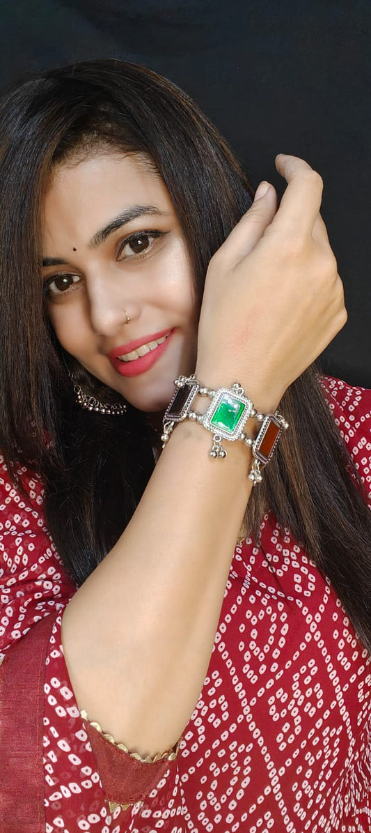 Oxidized Mirror Work Bracelets Kada