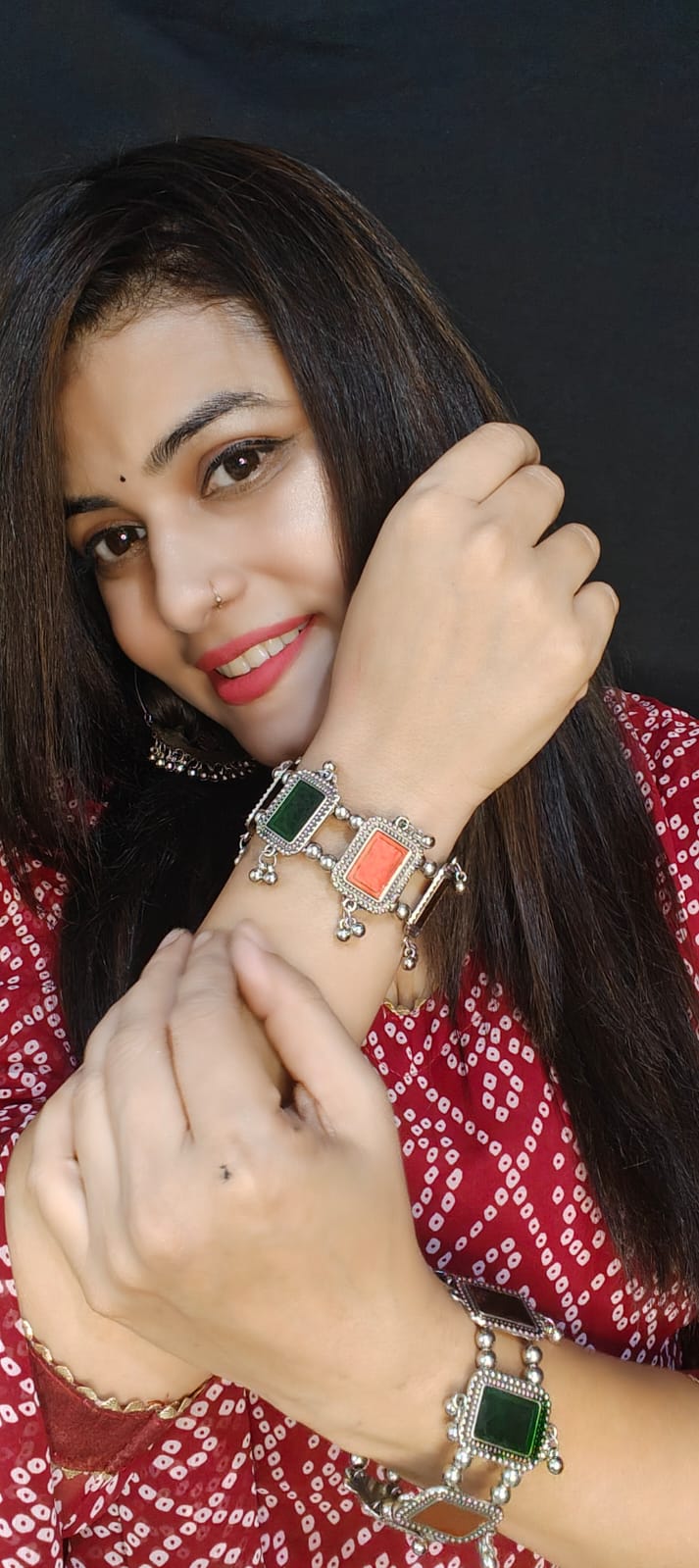 Oxidized Mirror Work Bracelets Kada