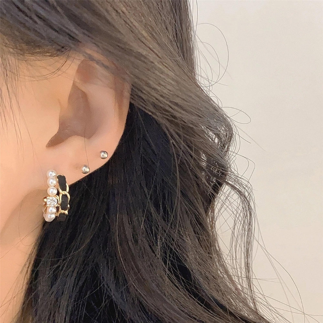 Pearl Cuff Hoop Earrings