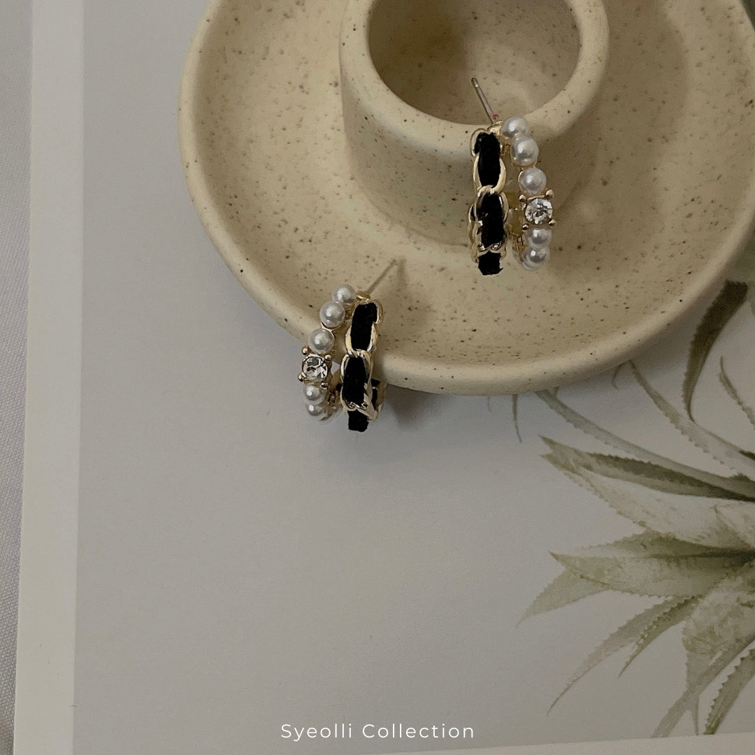 Pearl Cuff Hoop Earrings