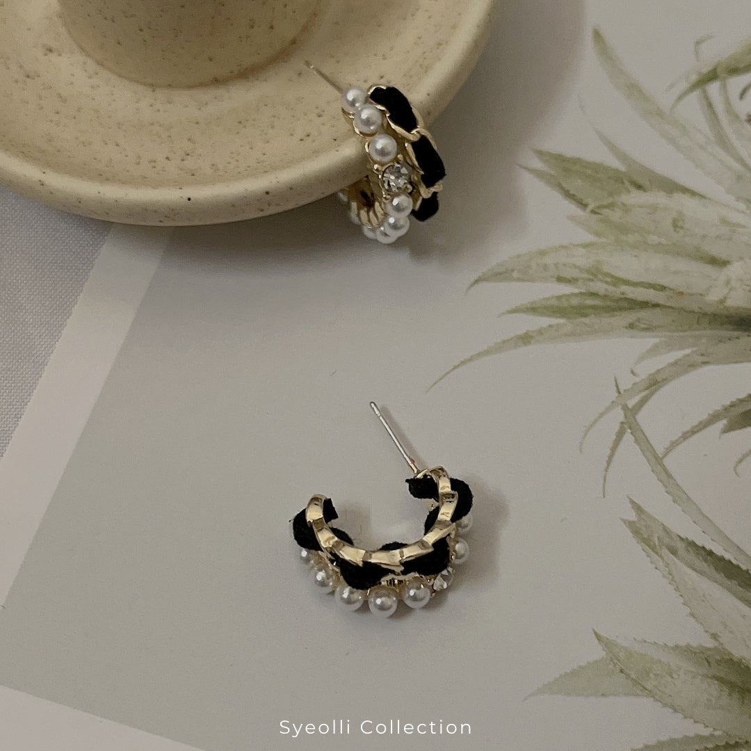 Pearl Cuff Hoop Earrings