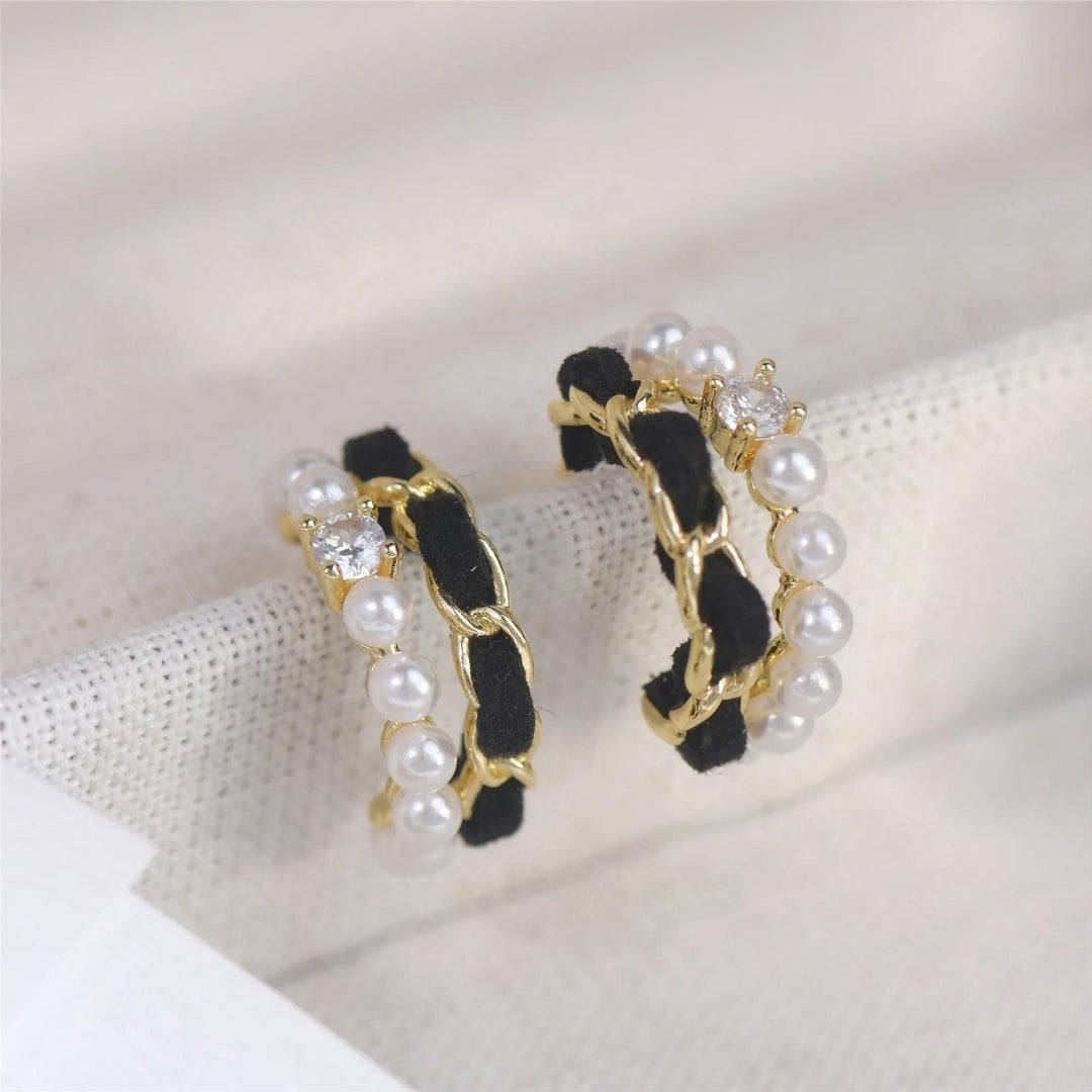 Pearl Cuff Hoop Earrings