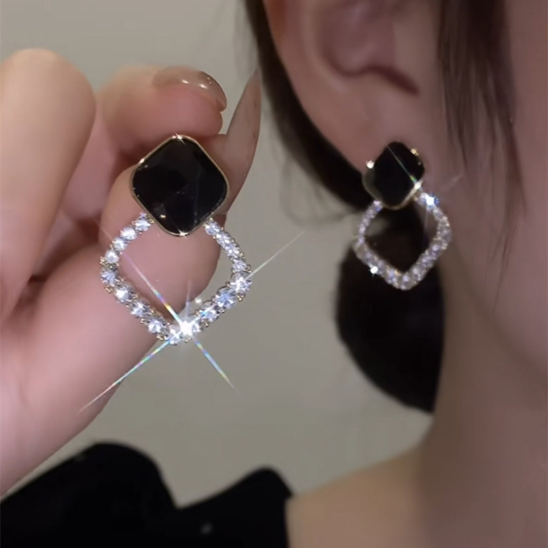 Black Triangle Stud Earrings