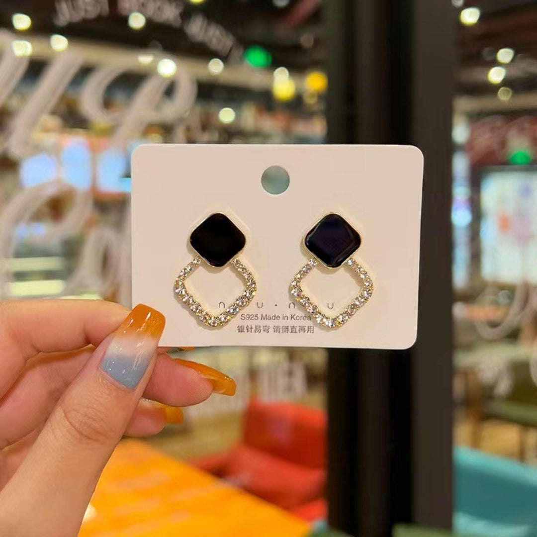 Black Triangle Stud Earrings