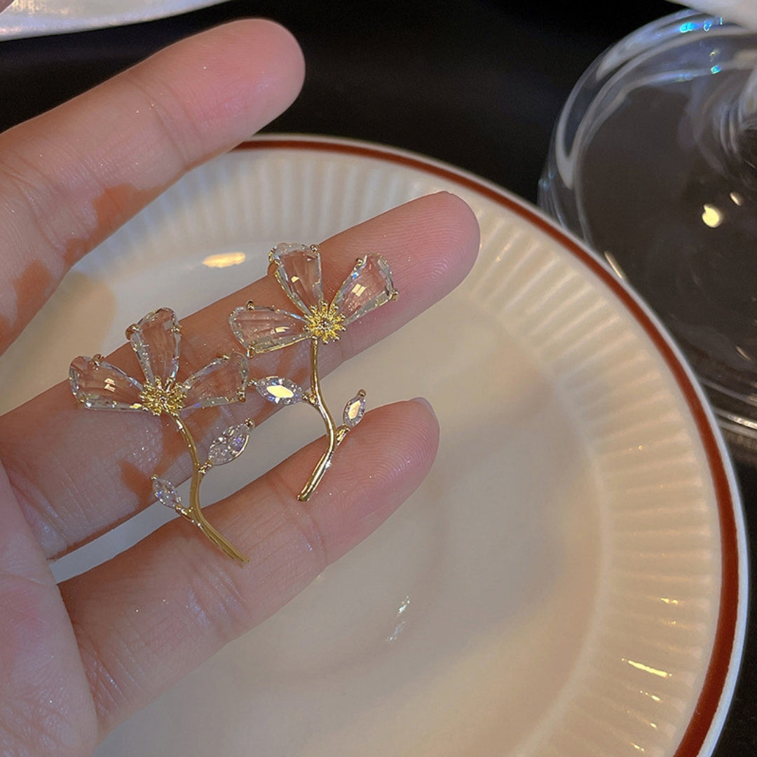 Gold acrylic flower earrings