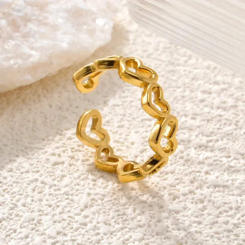 Golden Open Heart Charm Ring