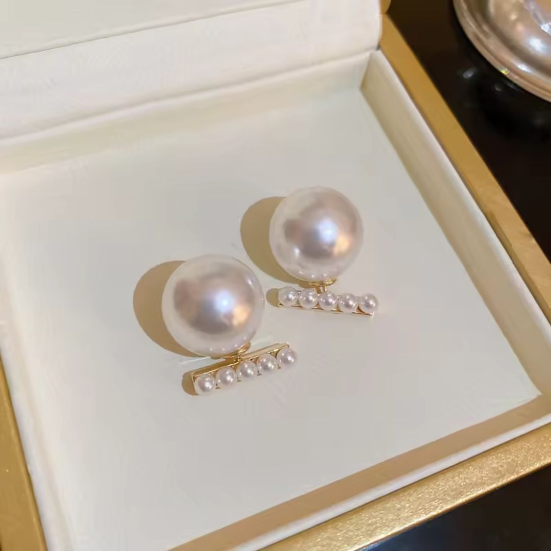 White Pearl Stud Earrings