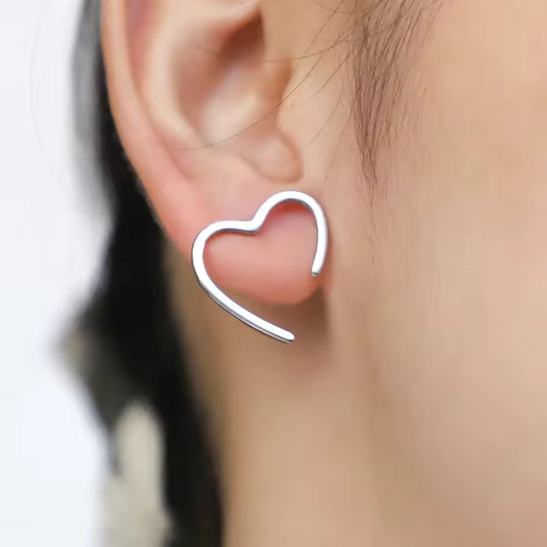 Silver Open Heart Earring