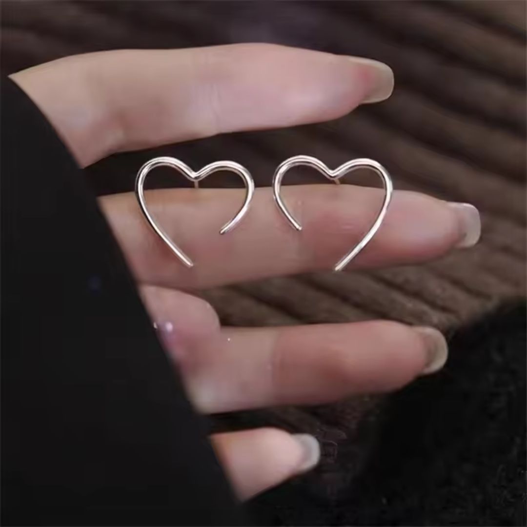 Silver Open Heart Earring