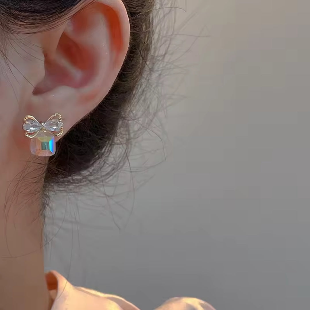 Gemstone Bow Earrings