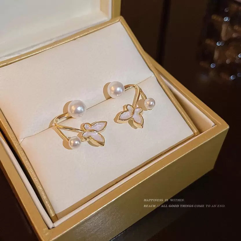 Butterflay & Pearl Earrings Stud For Women