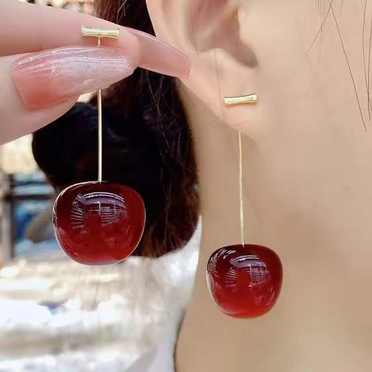 Blood Red Cherry Earrings