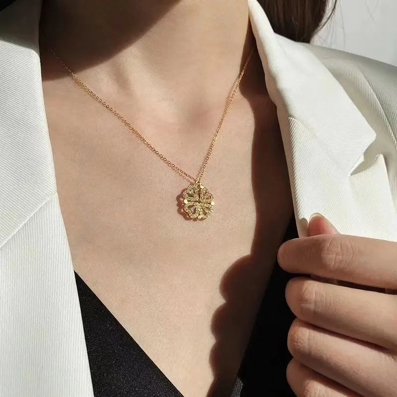 2-in-1 Gold Magnetic Hearts Pendant