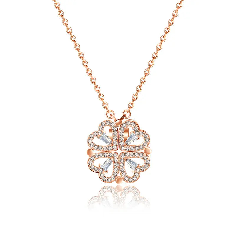 2-in-1 Rose Gold Magnetic Hearts Pendant