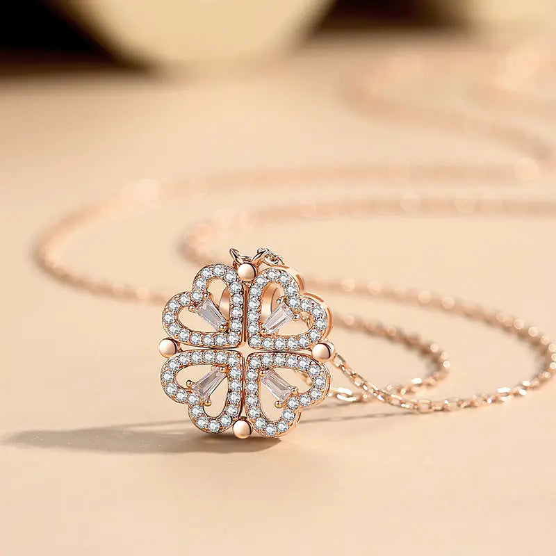2-in-1 Rose Gold Magnetic Hearts Pendant