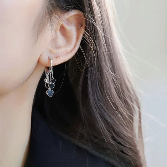 Creative Black Love Tassel Earrings