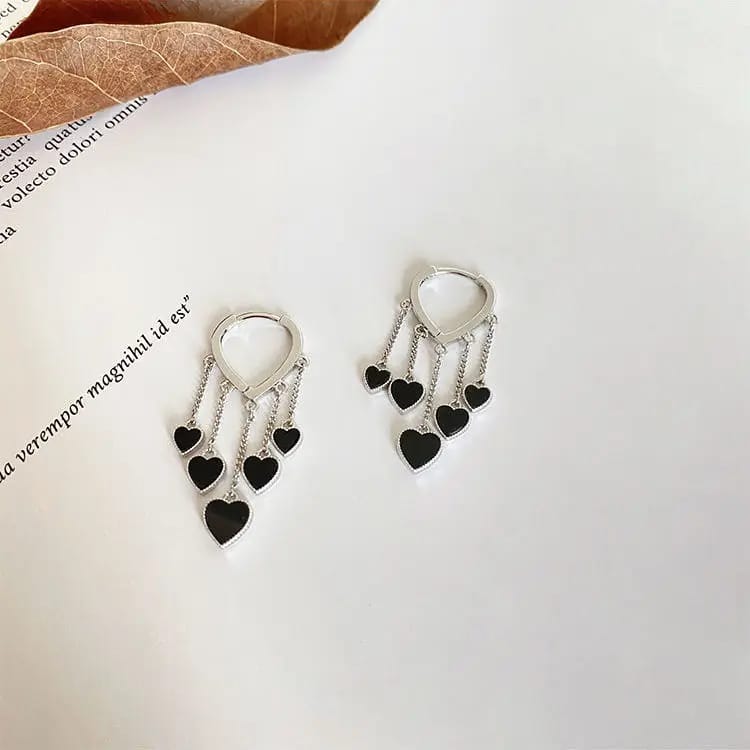 Creative Black Love Tassel Earrings