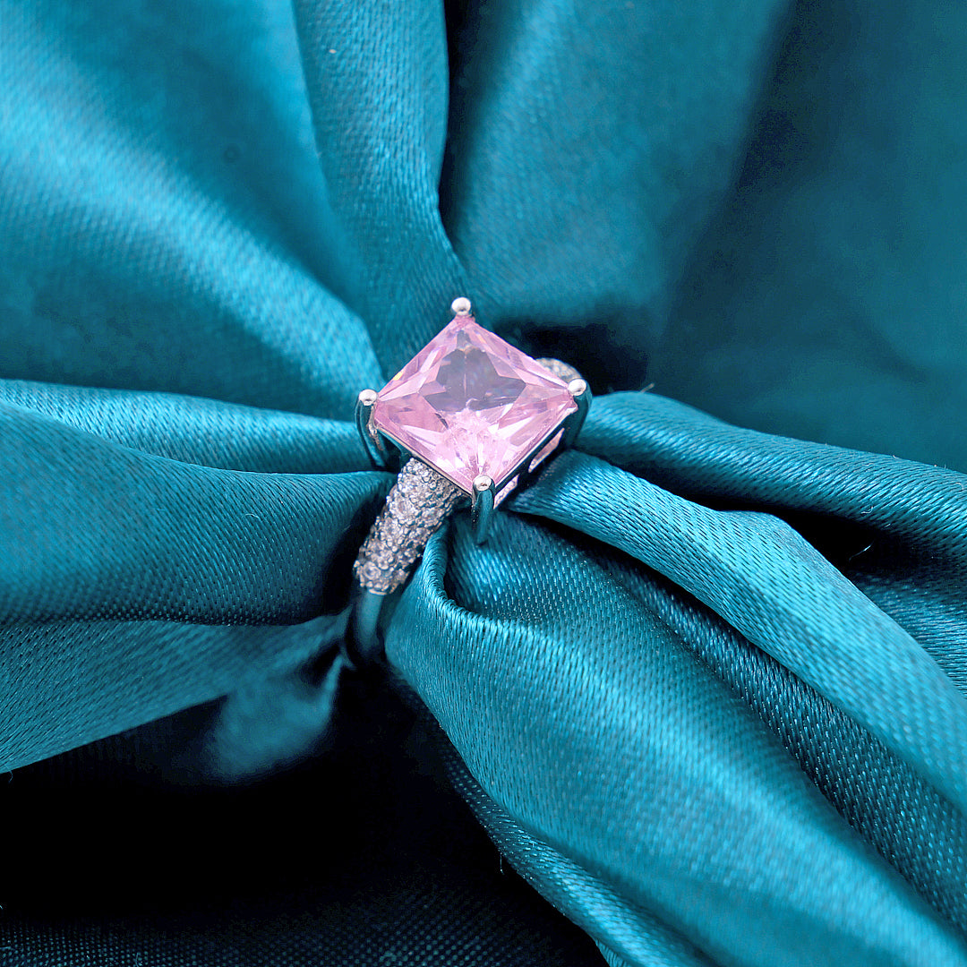 Silver Plated Pink Diamond Rings