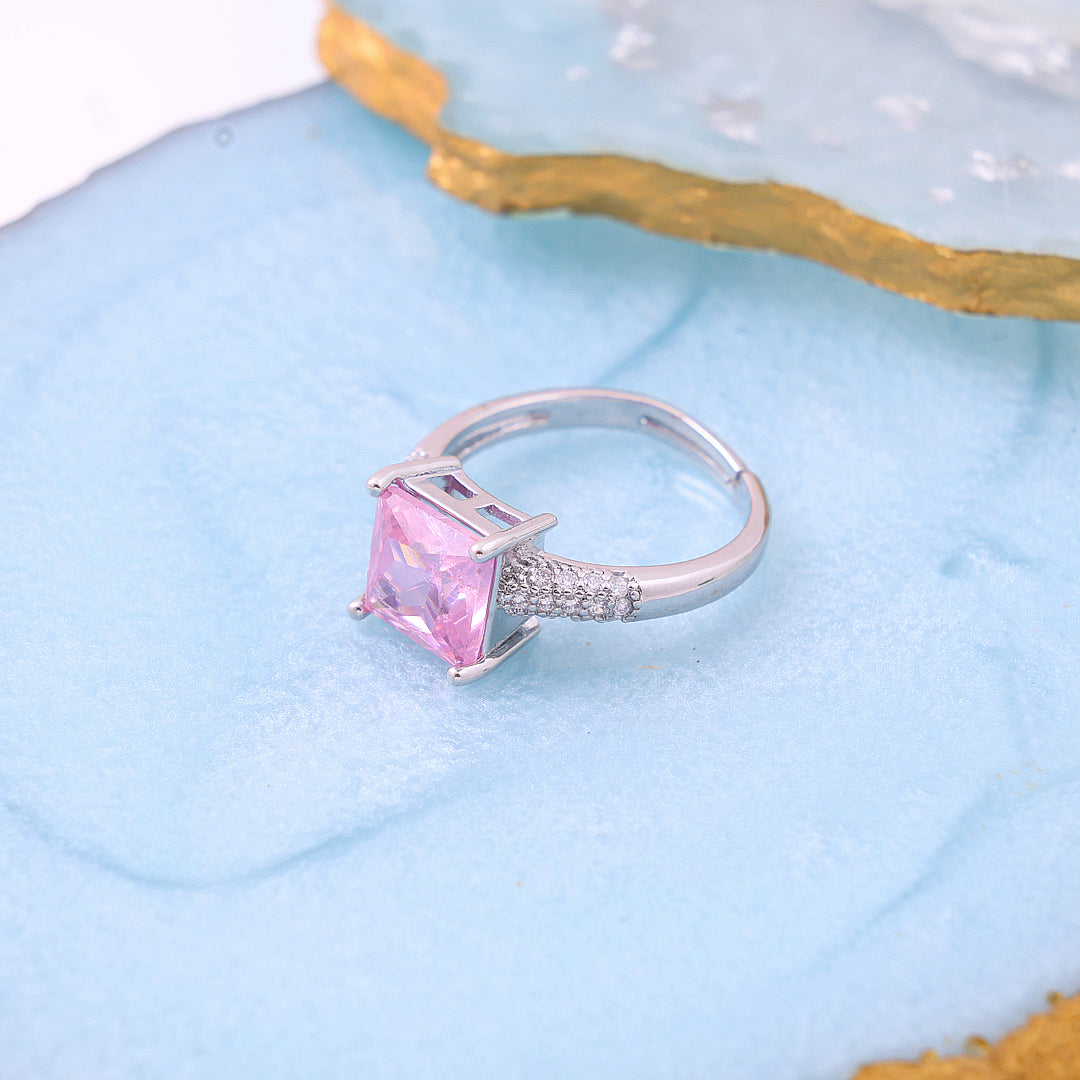 Silver Plated Pink Diamond Rings