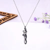 silver black hug necklace