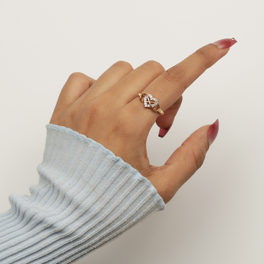 Golden Heart Design Ring
