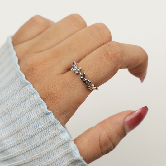 Silver Cute Butterfly Ring