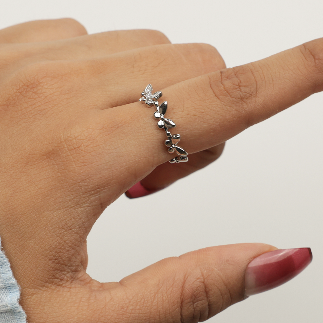 Silver Cute Butterfly Ring