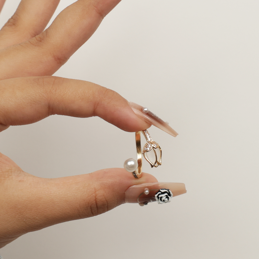 Golden Lotus Peral Ring
