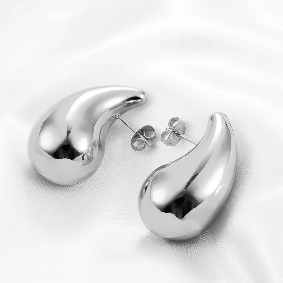 Water Tear Drop Style Stud Earrings | Gold & Silver