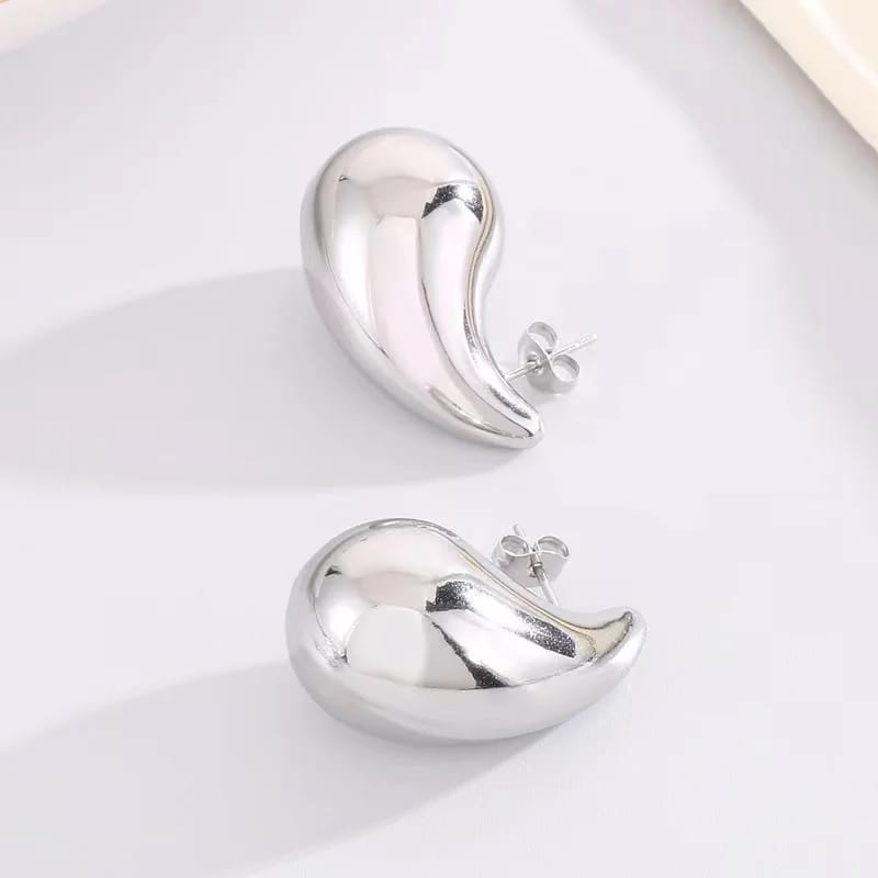 Water Tear Drop Style Stud Earrings | Gold & Silver