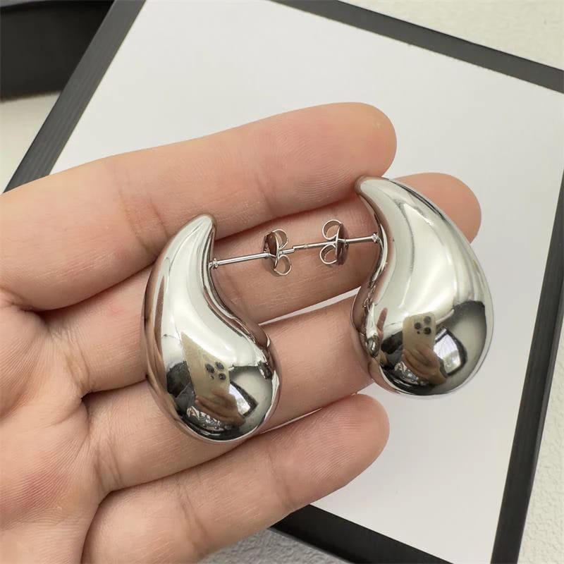 Water Tear Drop Style Stud Earrings | Gold & Silver