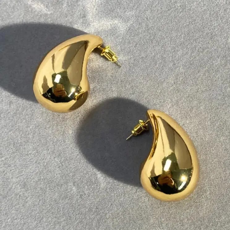 Water Tear Drop Style Stud Earrings | Gold & Silver